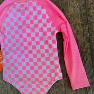 Pink Checkered Kids Swimwear